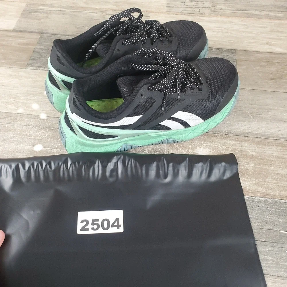 Reebok Nanoflex TR Work Womens Shoes Sz 5 W Black Seafoam Green Composite Toe